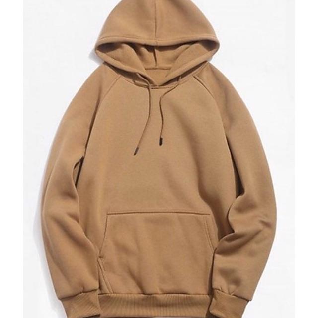 Áo hoodie trơn màu vàng bò  kèm nón Hot Trend