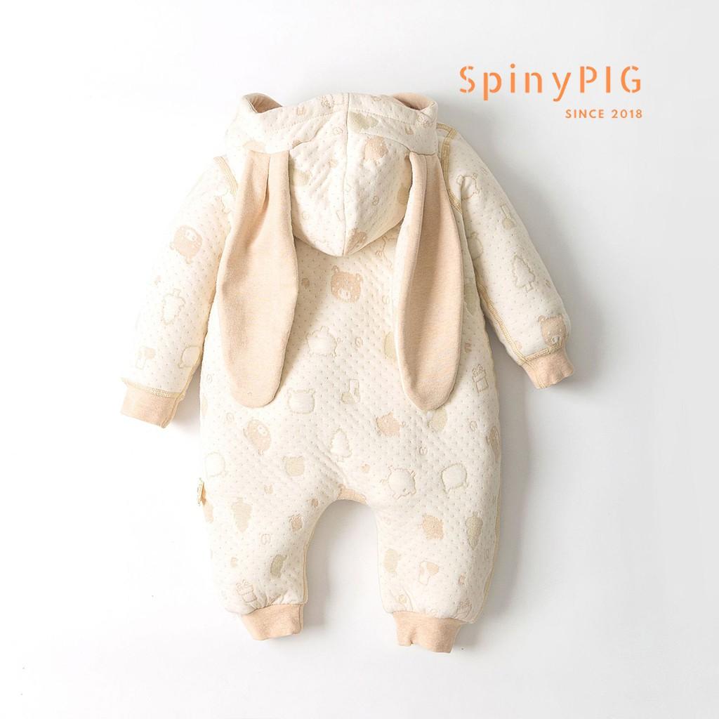 Quần áo sơ sinh 0-2 tuổi 100% cotton hữu cơ tự nhiên không chất tẩy nhuộm trần bông mũ tai thỏ cực kỳ ngộ nghĩnh