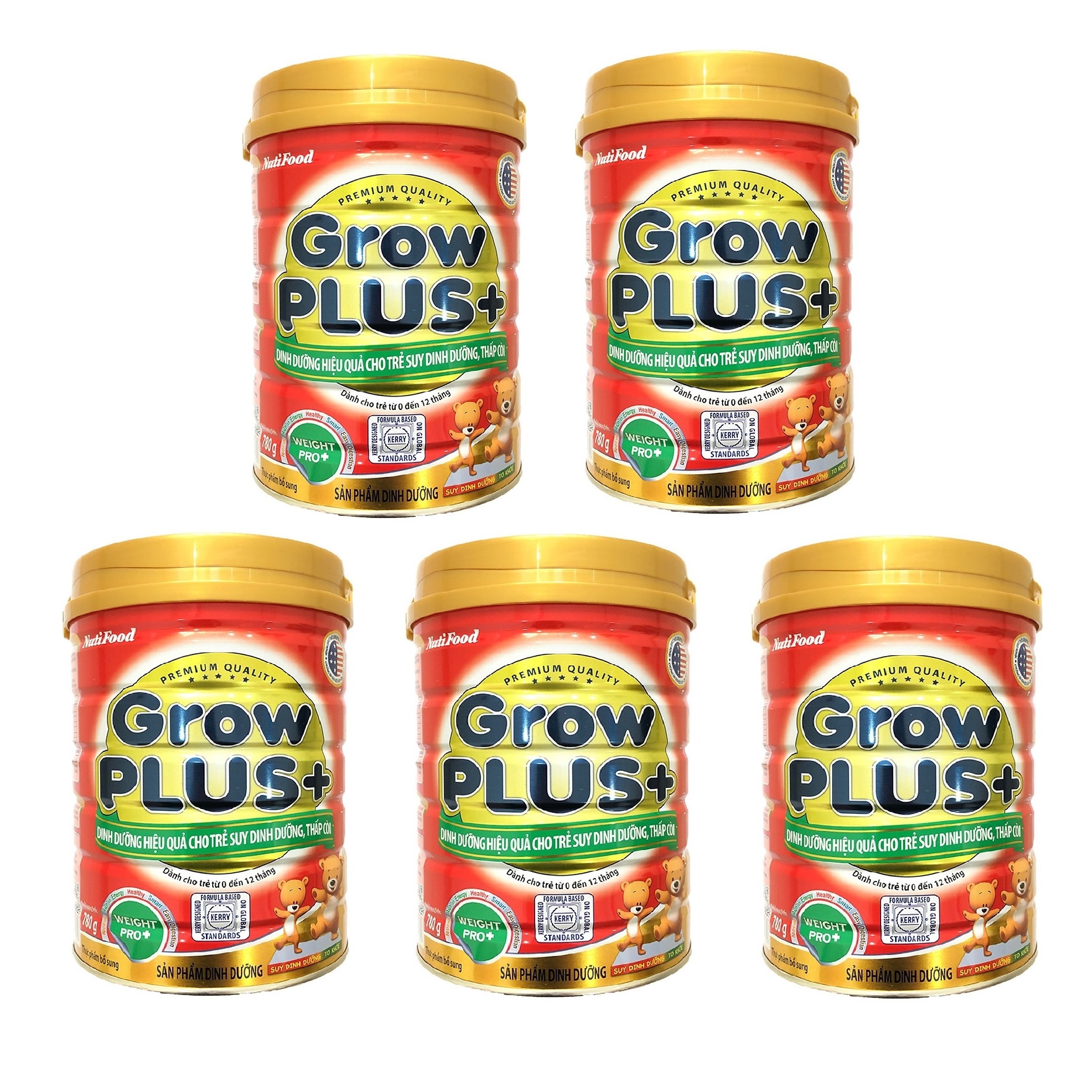 Bộ 5 Lon Sữa Bột GrowPLUS+ Đỏ Lon 780g Suy Dinh Dưỡng Cho Trẻ Dưới 1 Tuổi - Hàng Chính Hãng - Grow Plus SDD