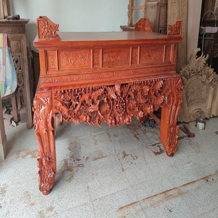 Sập thờ mai điểu chân 24 gỗ hương đá