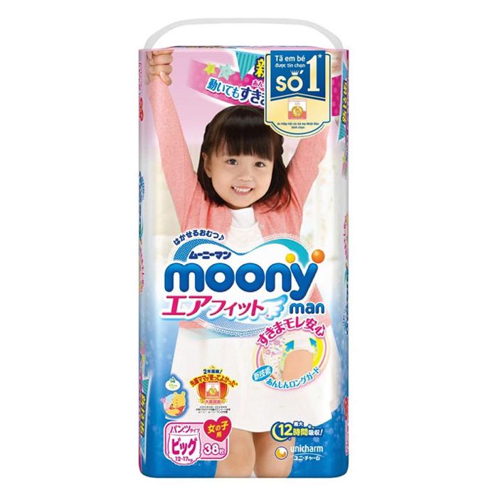 Tã quần Moony XL38 cho bé gái (38 miếng)