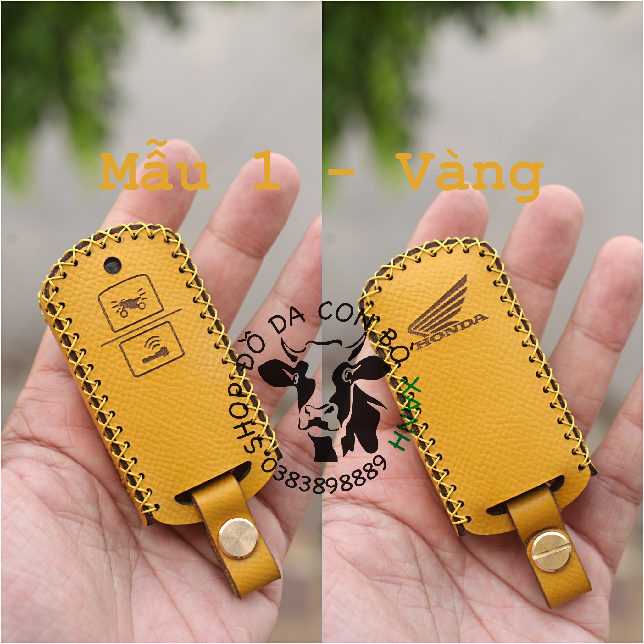 Bao da Chìa Khóa Honda Air Blade 150, Vario 150, Airblade 2020, Lead 2020 khắc tên sdt handmade da thật