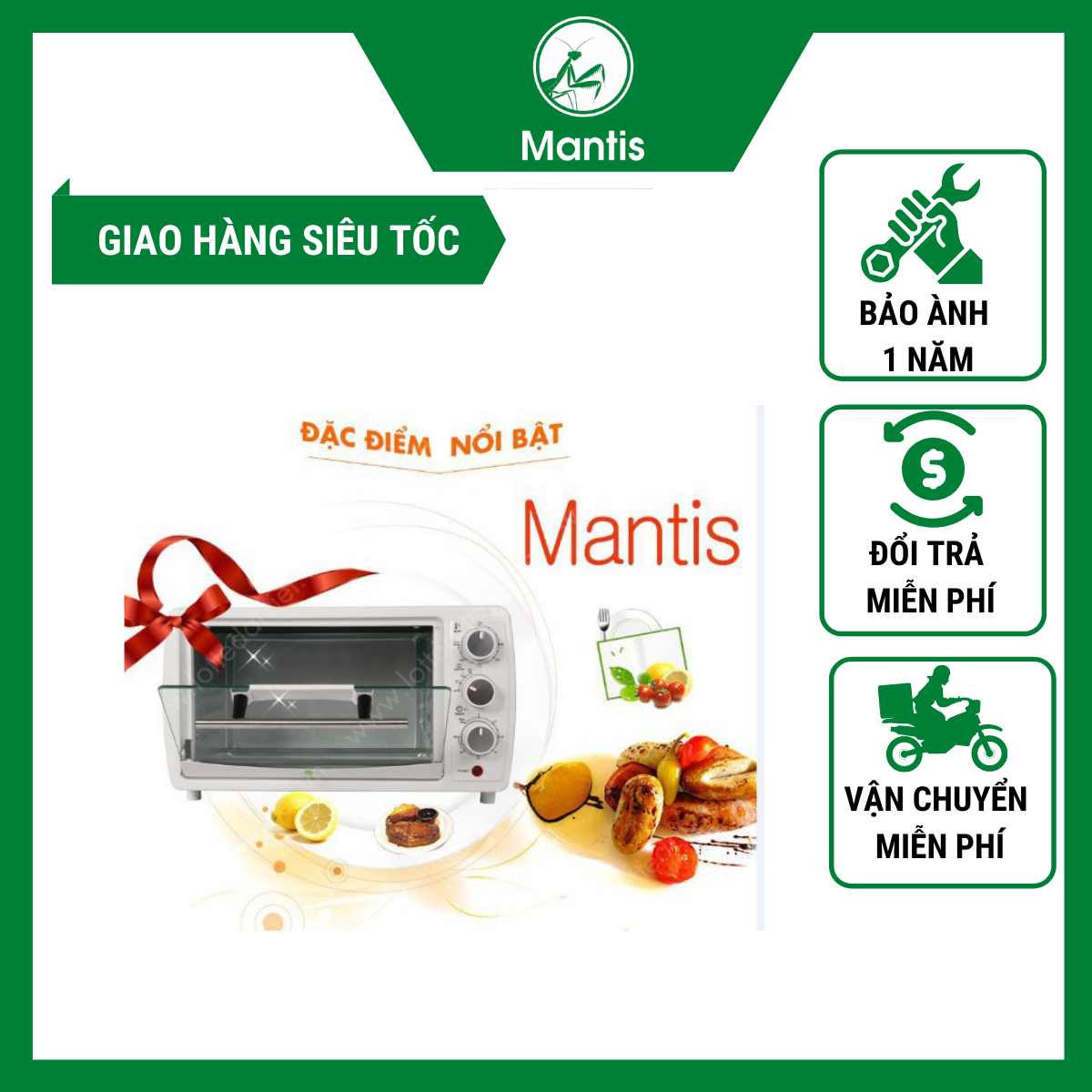 Lò Nướng Bánh Mantis Điện Mini 3 nút vặn 4 dây nhiệt