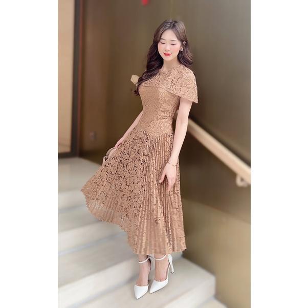 Đầm Thiết Kế Jen Dress Chất Liệu Vải Ren Cao Cấp Màu Nâu Tây - Váy ren Thiết Kế Thanh Lịch Sang Trọng