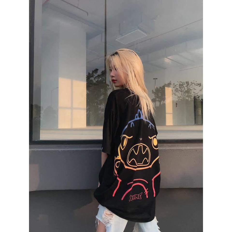 Áo thun Rainbow Angry khủng long RAWR màu đen XXME