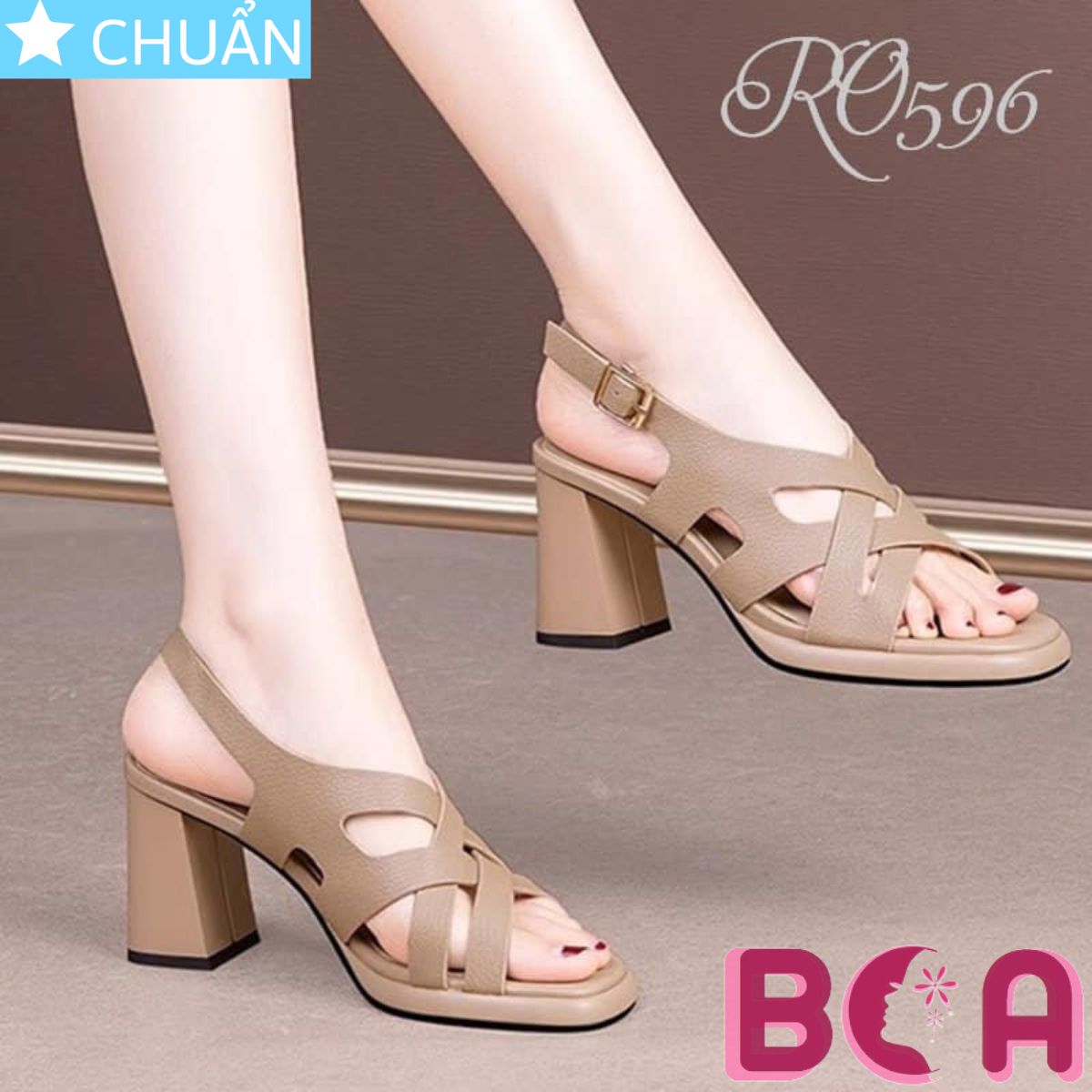 Sandal cao gót nữ màu da RO596 ROSATA tại BCASHOP kiểu dáng thời trang, mang vào tôn dáng và tôn da cực kỳ