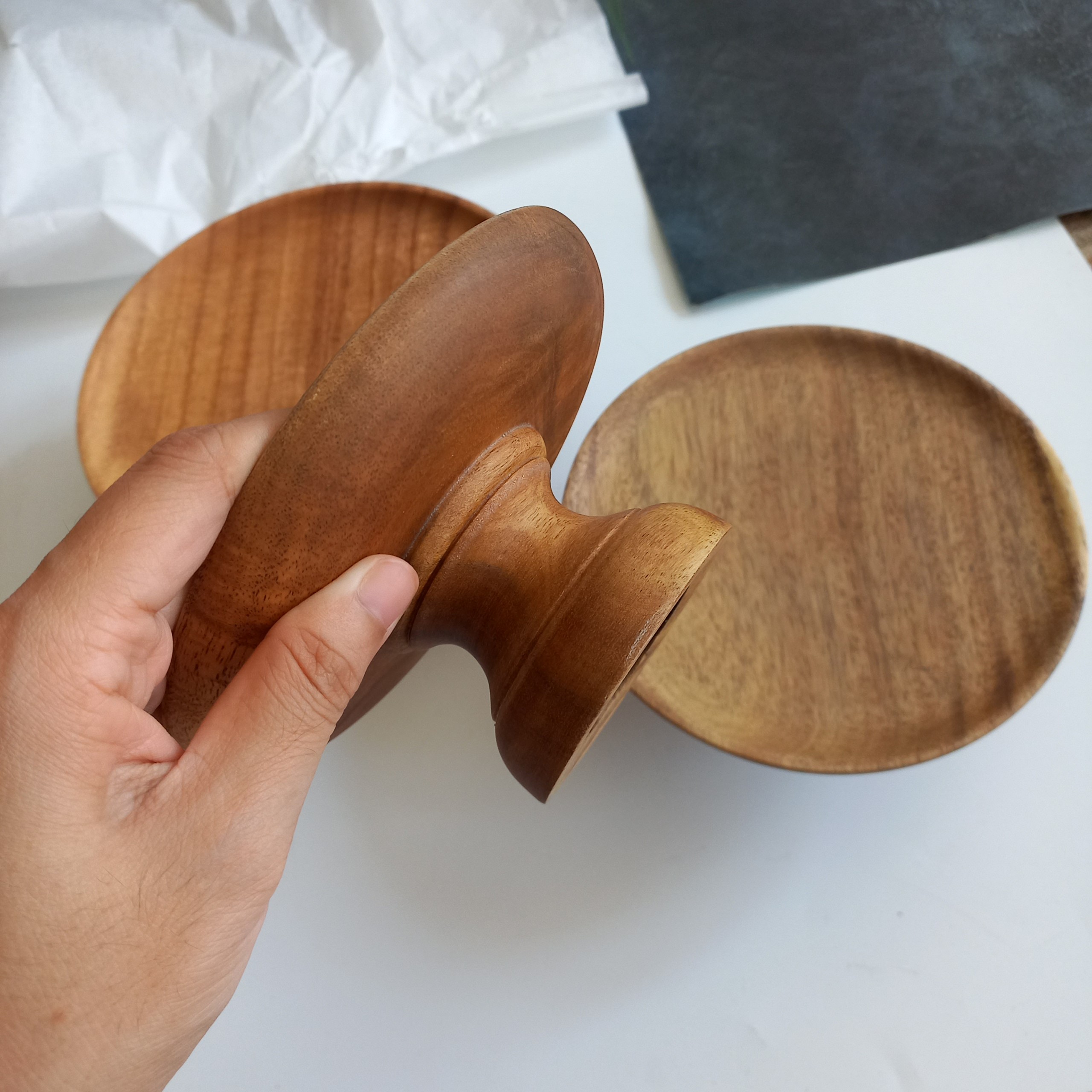 Mâm Bồng, Đĩa Cao Gỗ Keo Đựng Bánh Kem, Hoa Qủa, Cake Stand Decor Chụp Ảnh