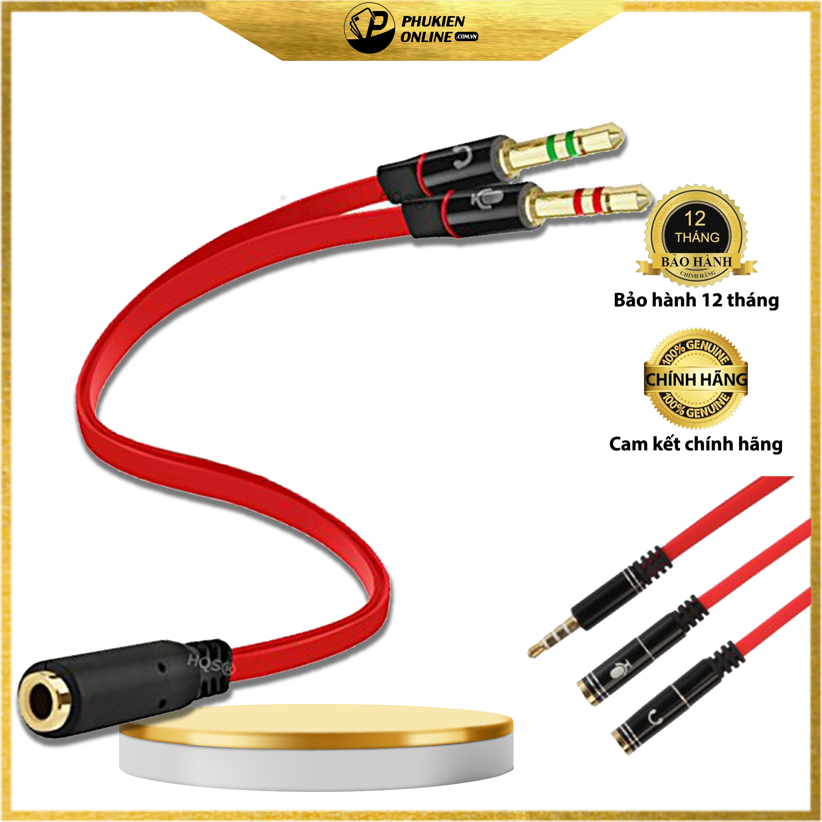 Cáp gộp FLOVEME audio và mic 2 vào 1 ra 3.5mm âm (cáp chuyển tai nghe điện thoại cho máy tính PC) - Hàng Chính Hãng