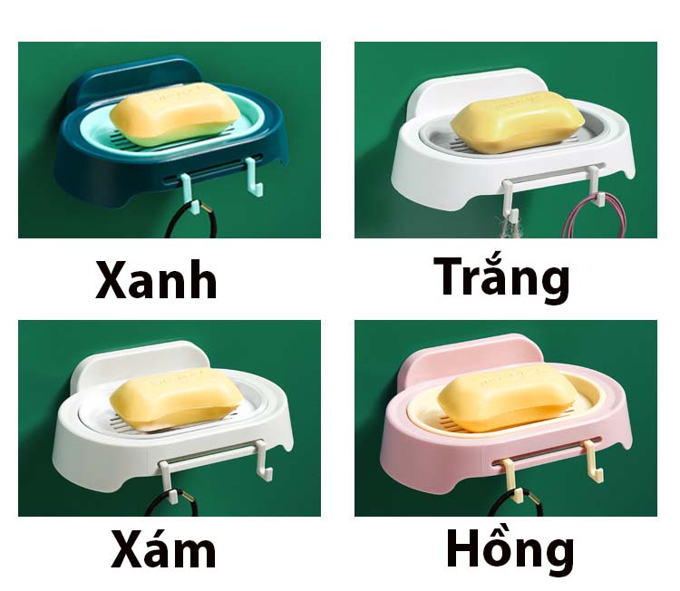 Hộp đựng xà phòng dán tường kèm móc treo mẫu mới nhất