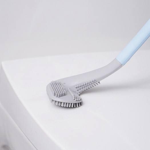 Chổi Cọ Toilet Bồn Cầu nhà tắm Silicon thông minh đầu L cọ sạch sâu, chống xước men sứ