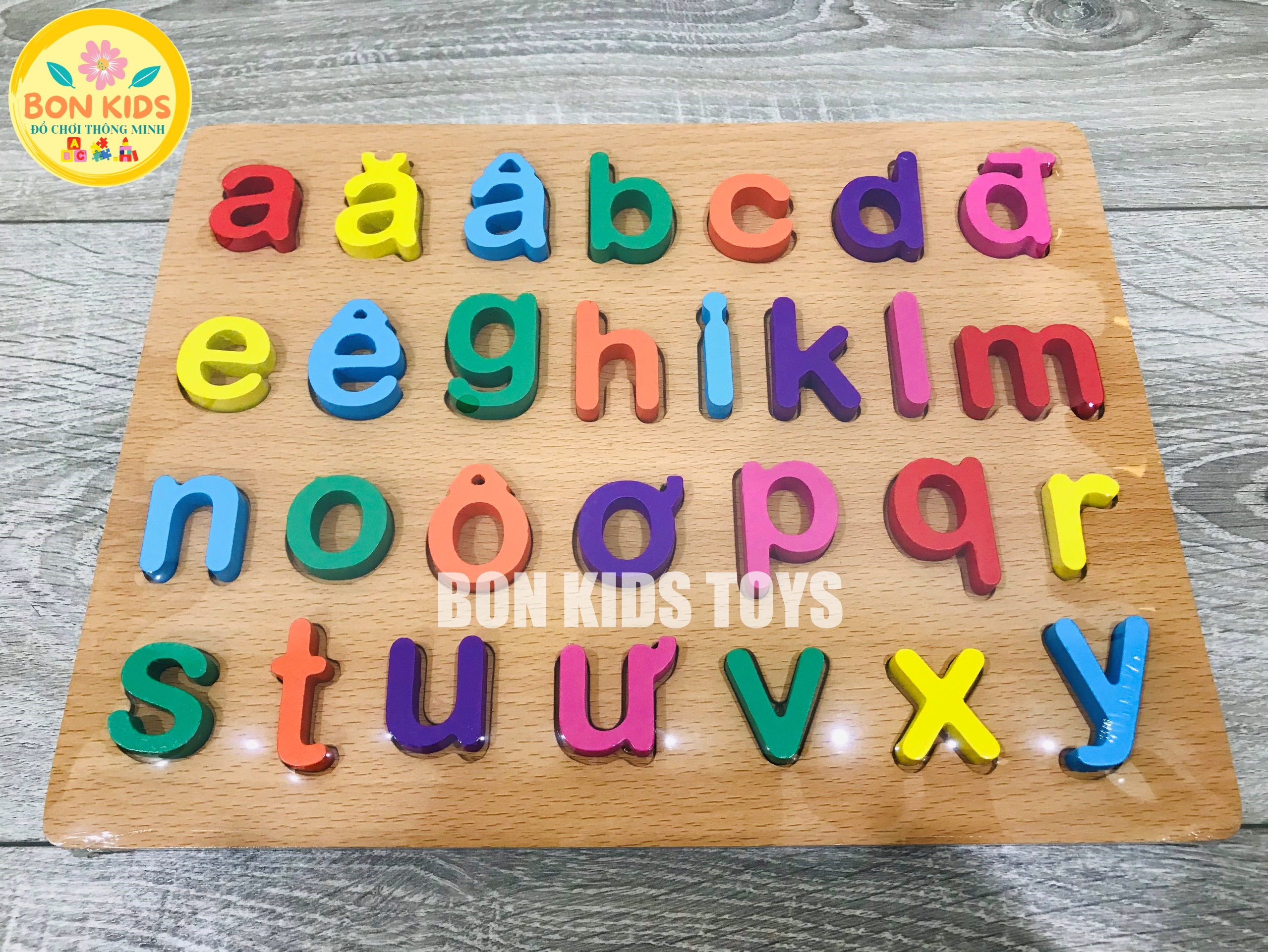 Bảng chữ cái Tiếng Việt, bảng chữ số bằng gỗ in nổi - Đồ chơi xếp hình cho bé