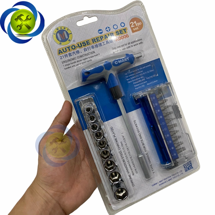 Bộ tuýp + vặn vít 1/4 C-mart K0006 21 chi tiết