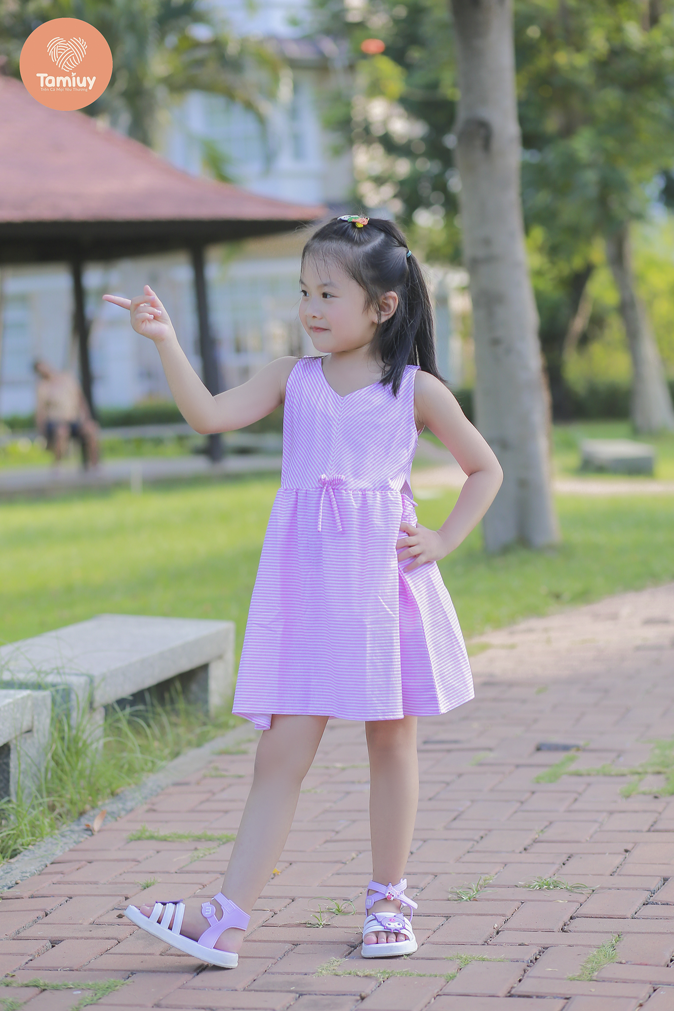 Đầm Thun Sọc Đối Xứng Tamiuy Chất Cotton 4 Chiều Cho Bé Gái (1-10 T)