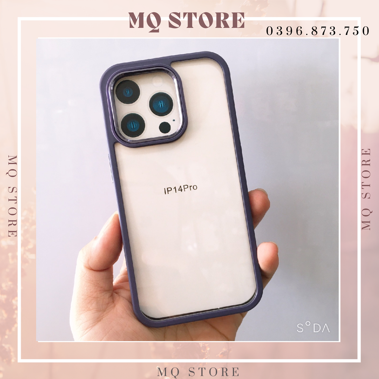 Ốp lưng viền tím lưng trong chống sốc chống ố màu dành cho iPhone 14 Pro, 14 Pro Max chính hãng J-Case ( hàng chính hãng)