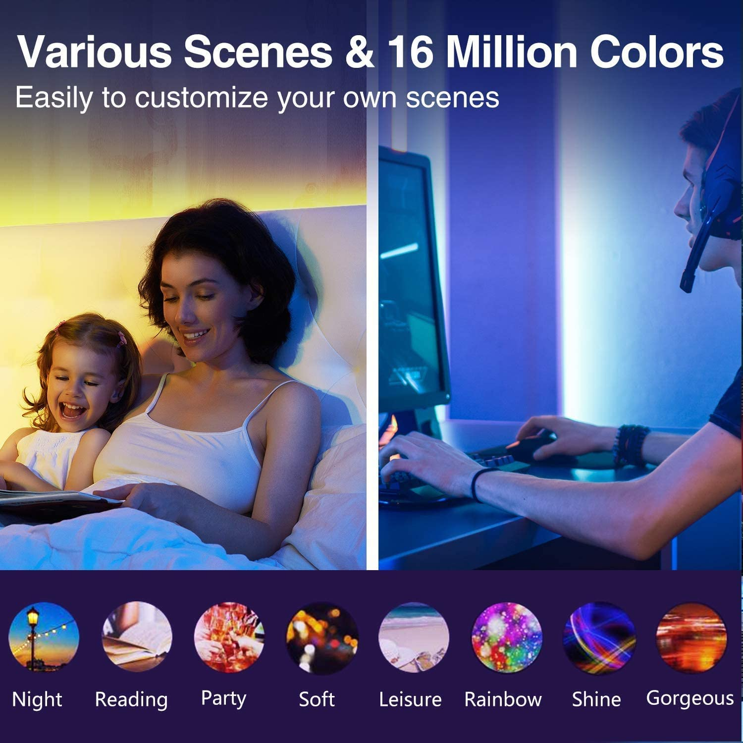 Gosund RGB dải ánh sáng thông minh ban nhạc đầy màu sắc Lamb LED Max Extention đến 10m 16 triệu làm việc cho Mijia ứng dụng-Hàng chính hãng