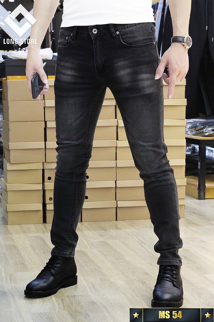 Quần jean nam co giãn màu đen trơn form ôm chuẩn dáng chất bò co giãn thời trang Benny Fashion - JND54