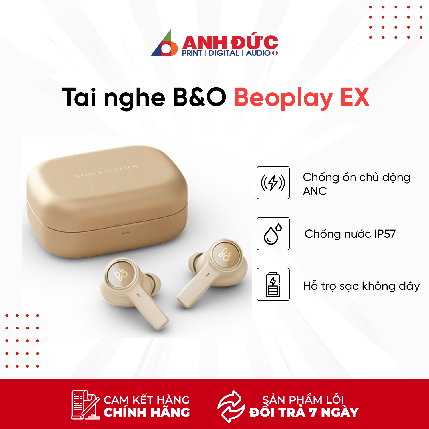 Tai Nghe Nhét Tai True Wireless B&O Beoplay EX - Hàng Chính Hãng