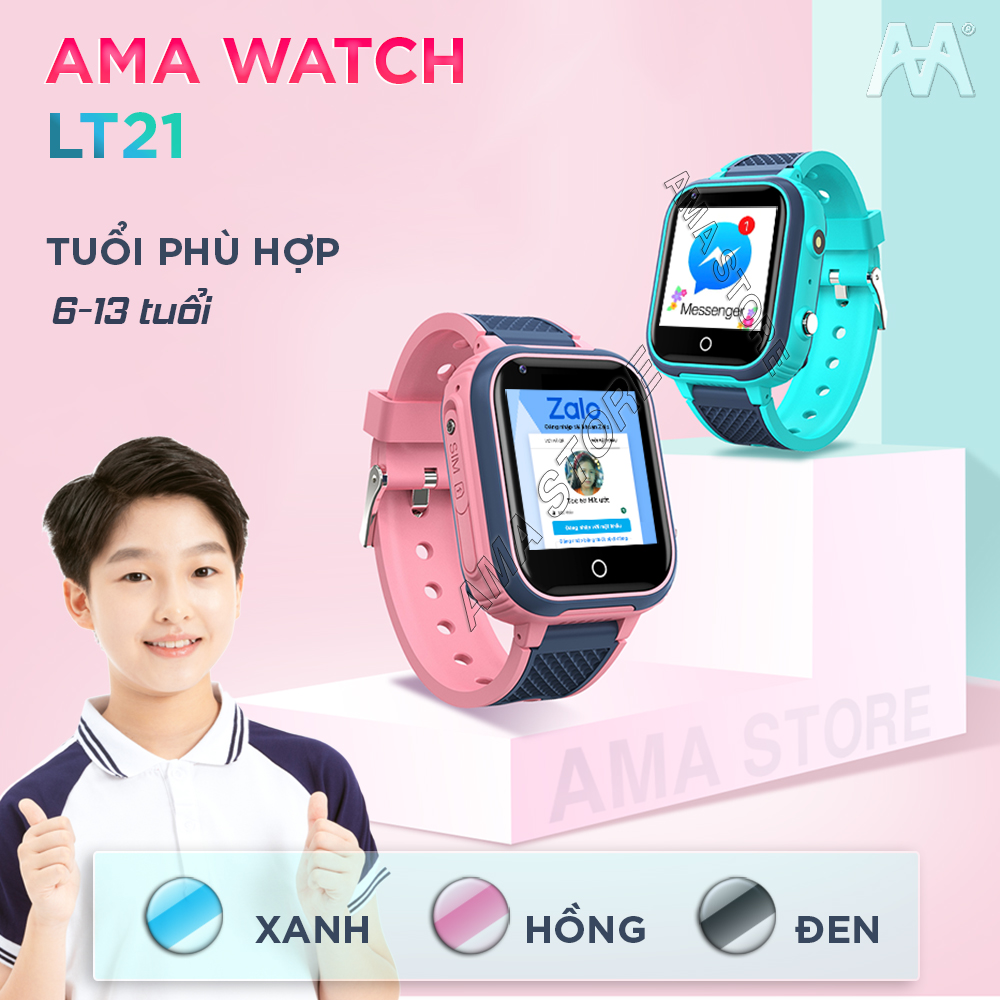 Đồng hồ Thông minh Trẻ em Android ZaIo Youtube Fb Messenger Kết nối Wifi, 4G, Bluetooth Định vị GPS AMA Watch LT21 Hàng nhập khẩu