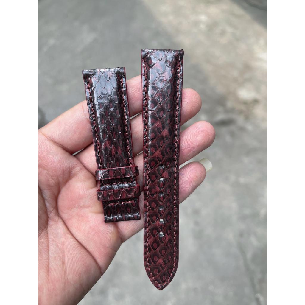 Dây Đồng Hồ Da Rắn Vân Cực Đẹp,Lạ Màu Đỏ Đô ,Dây Da Thật Đủ Size TẶNG KÈM Khóa, Chốt Và Dụng Cụ Thay Dây