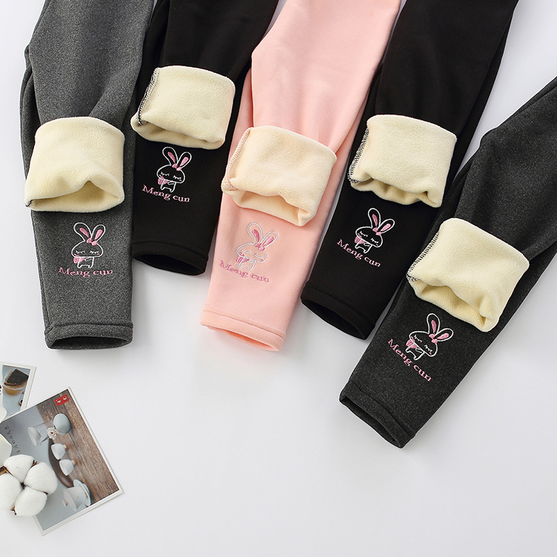 Quần legging bé gái, Quần dài bé gái chất nỉ cotton lót lông dày dặn không bị xù khi mặc size 12kg đến 30kg