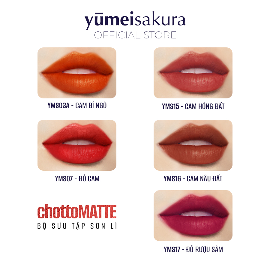 Son Thỏi Lì Mịn Chotto Matte Yumeisakura Hồng Đất Love Me Tonys Pink Lipstick YMS15 3.5g