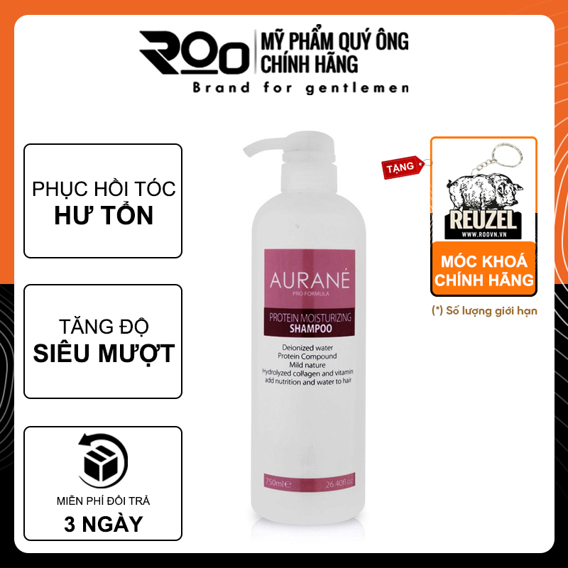 Dầu Gội Tóc Hư Tổn Aurane Protein Moisturizing Shampoo Sạch Da Đầu, Hư Tổn Khô Xơ - Tặng móc khoá chính hãng