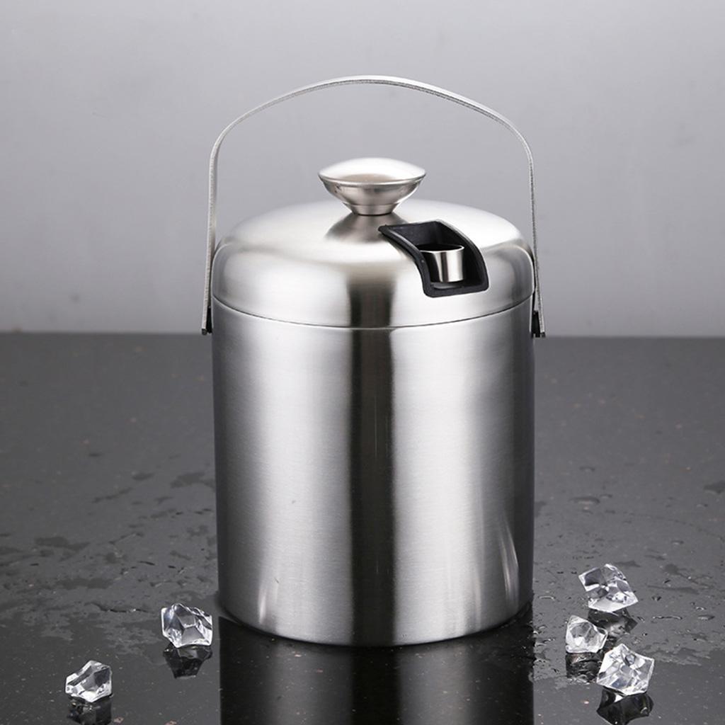 Stainless Steel Cooler Wine Beer Cool Ice Bucket With Tongs Champagne Party