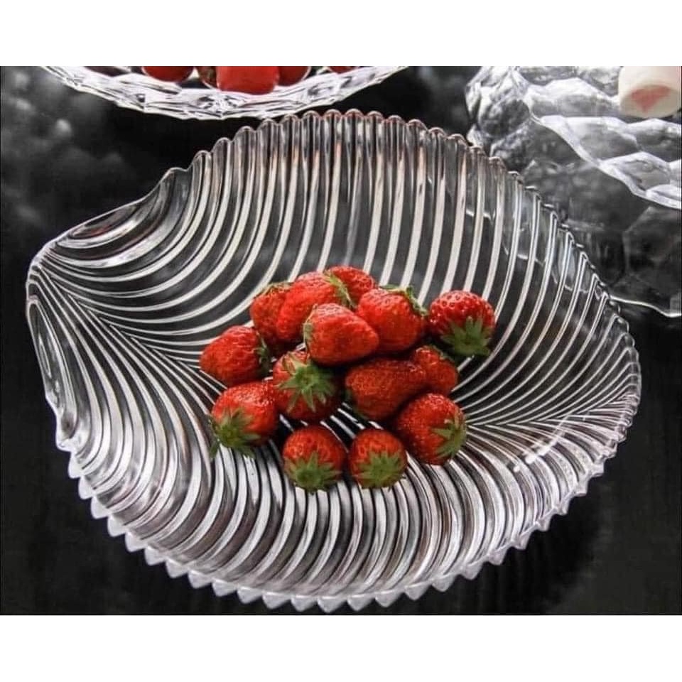 Đĩa Thuỷ Tinh Pha Lê Hình Chiếc Lá kt 24x24cm Đựng Hoa Quả Bánh Kẹo - HÀNG CHÍNH HÃNG MINIIN