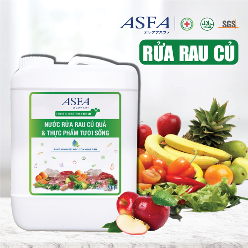 Nước Rửa Rau Củ &amp; Thực Phẩm Tươi Sống Khử Khuẩn, Khử Mùi ASFA Fruit &amp; Vegetable 5 lít An Toàn 100%