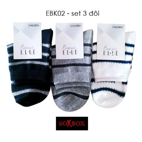 Set 3 Đôi Vớ Cổ Cao Dành Cho Bé Trai Thương Hiệu ELLE EBK02