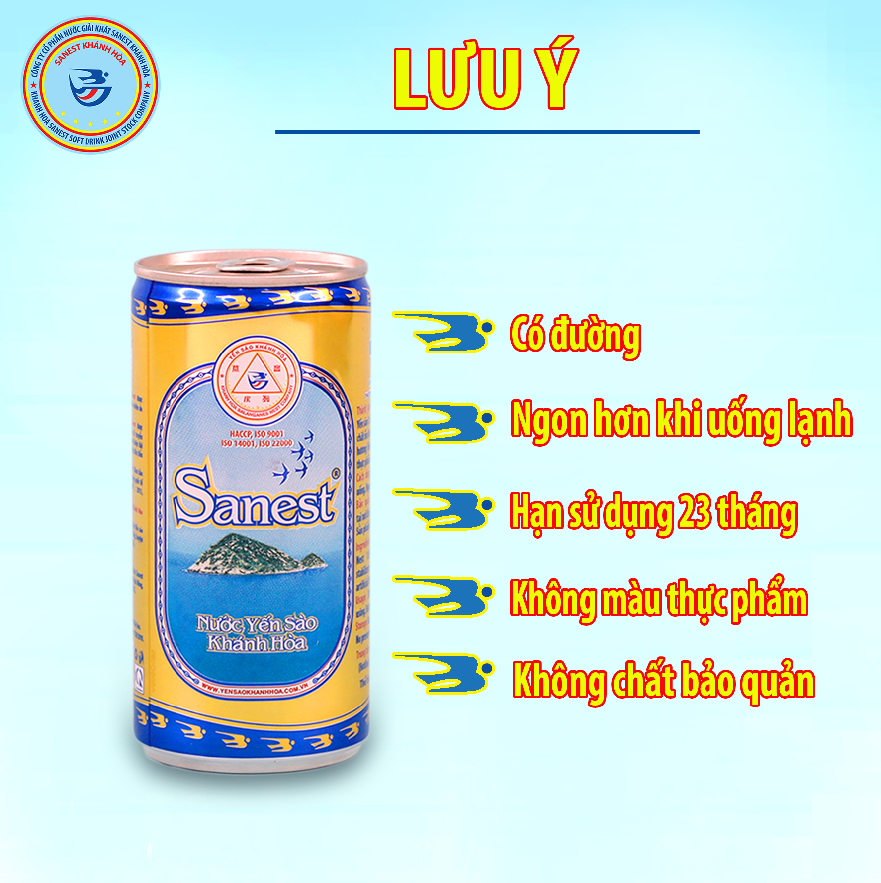 Hộp 10 lon Nước Yến sào Khánh Hòa Sanest Xuân có đường - Đóng lon 190ml