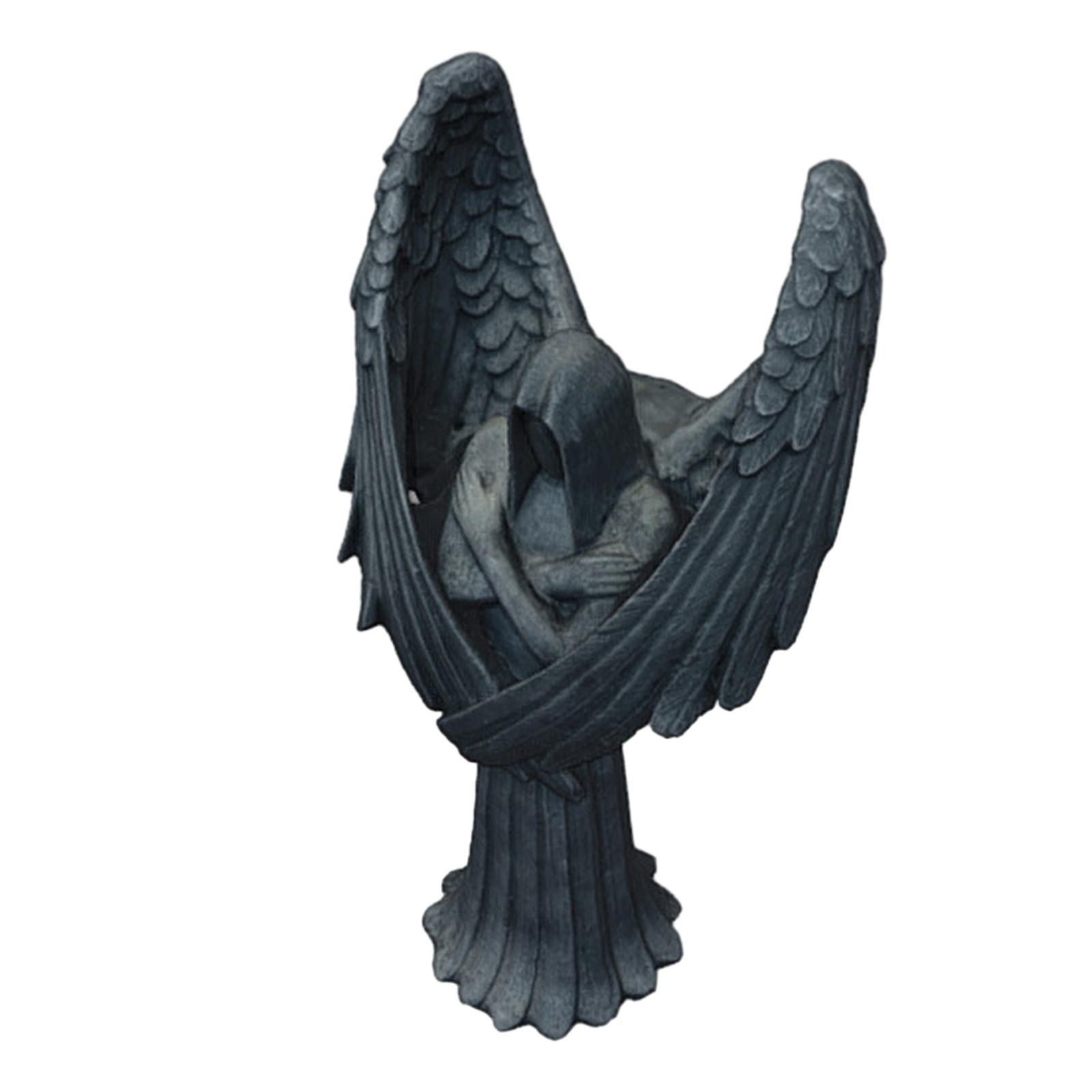 Angel Figurine Resin Angel Sculpture Dark Angel Statue for Home Office Decor