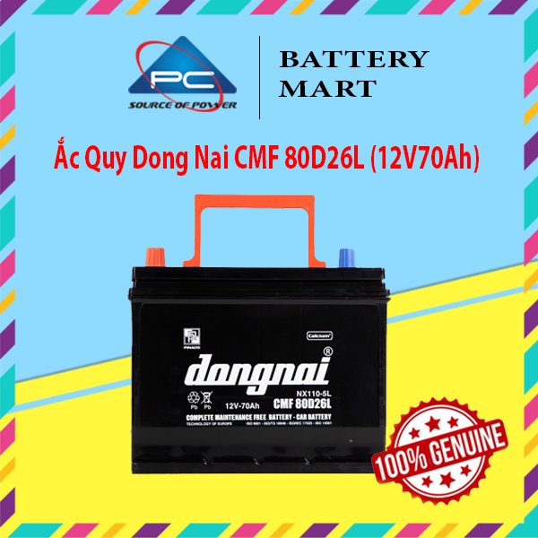 Bình Ắc Quy 12V-70Ah, Ắc Quy Dong Nai CMF 80D26L/R