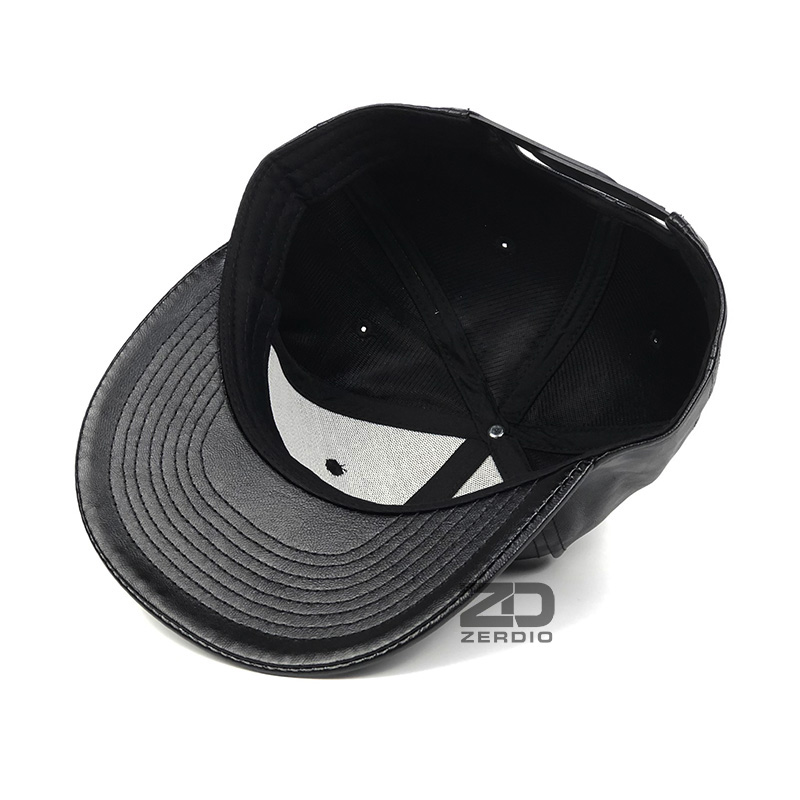 Mũ lưỡi trai snapback hiphop, mũ da nam đen trơn cao cấp SN87