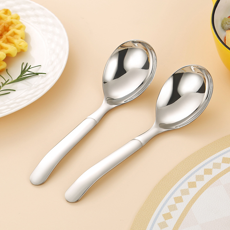 Combo 3 muỗng thìa tròn dày chất liệu inox không gỉ đa năng phong cách sang trọng phù hợp dùng ăn súp, ăn lẩu, xới cơm tiện lợi
