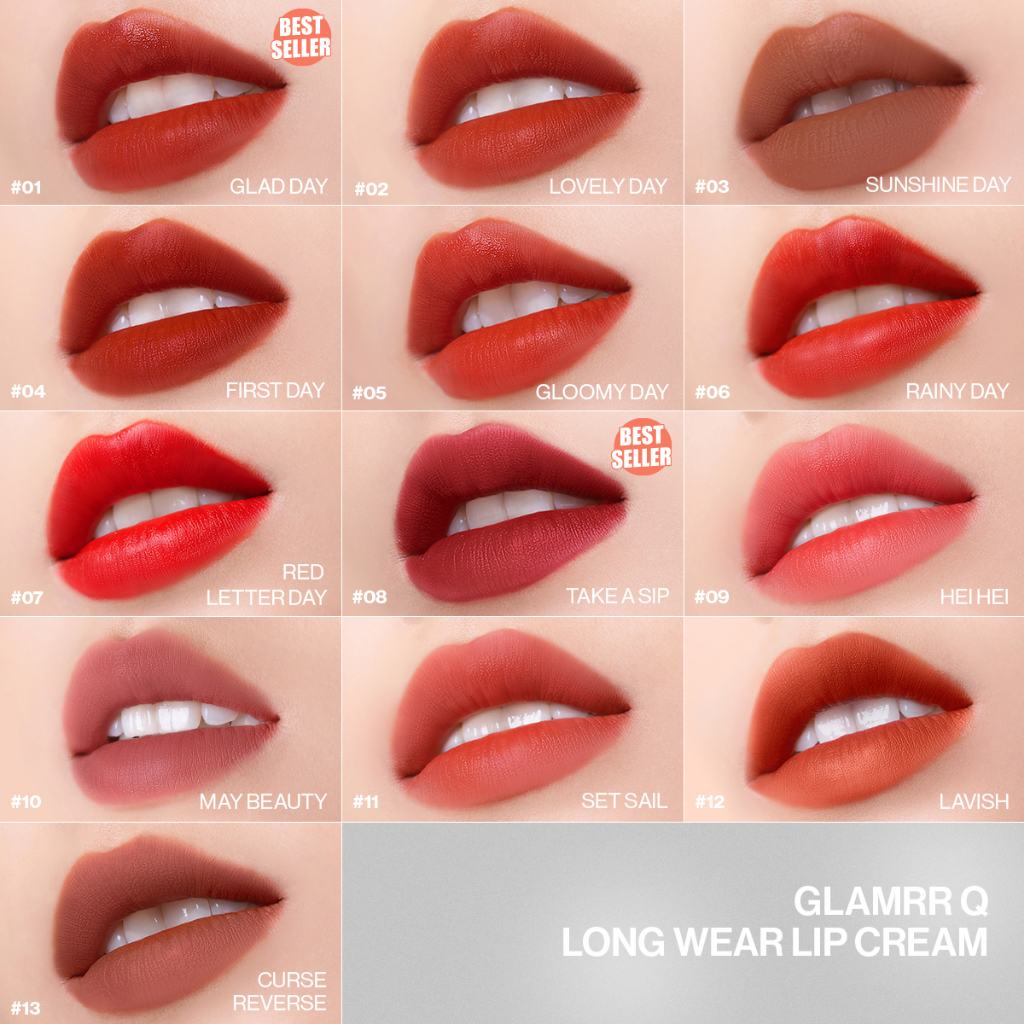 [Freeship10k đơn 249k] Son kem lì nhiều dưỡng GLAMRR Q LONG WEAR LIP CREAM 5g by Gilaa