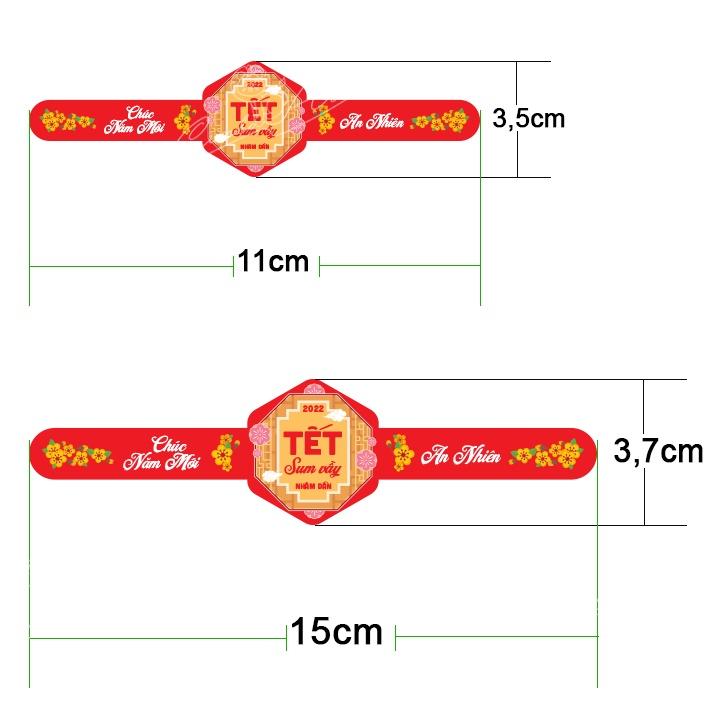 Combo 9 Tem dán hộp đựng mứt Tết, khô, bao bì túi giấy các loại, Decal chúc mừng năm mới 2022