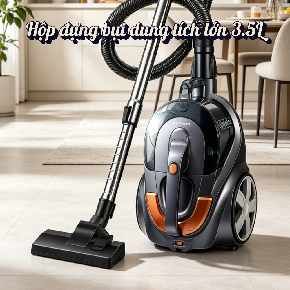 Máy hút bụi công suất cao 3600W Lumabella LB-63014 lực hút mạn cực mạnh, hút được tóc, lông động vật, hút được bụi mịn - HÀNG CHÍNH HÃNG