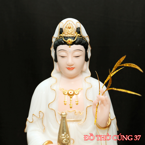 Tượng Quan Âm Bồ Tát - TRẮNG KEM