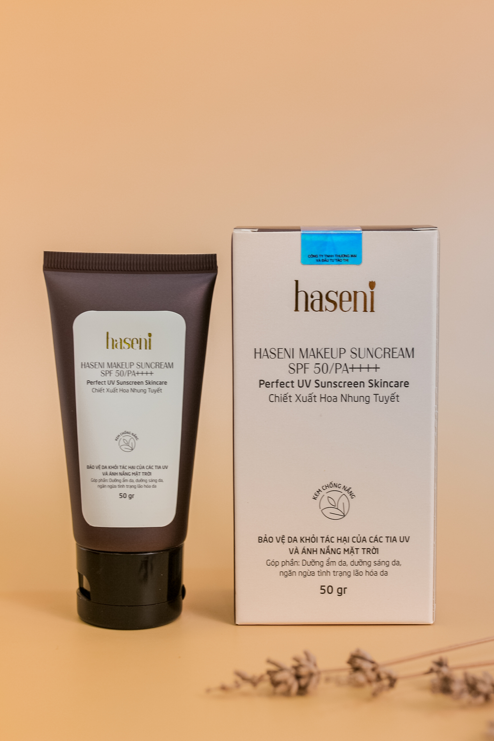 Kem chống nắng Makeup Haseni SPF 50/PA++++50g, nâng tone dưỡng trắng