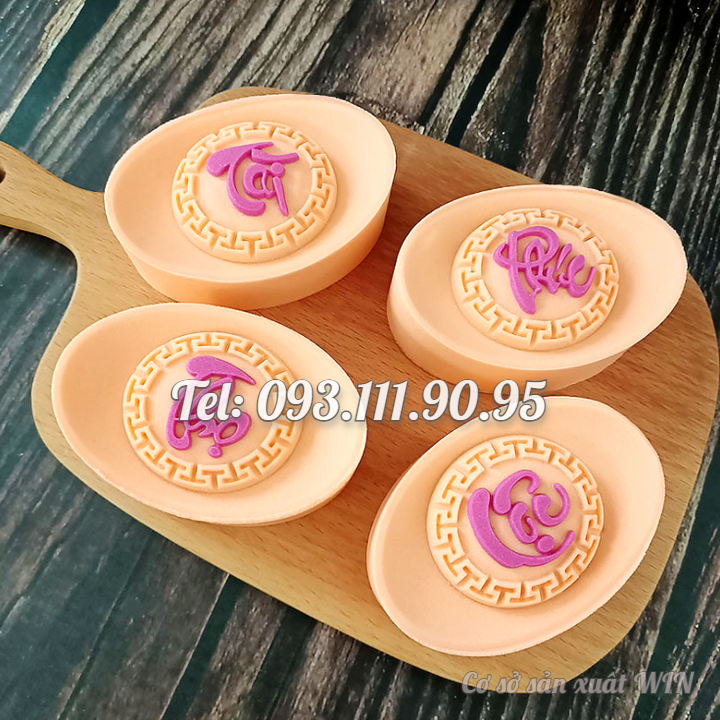 Khuôn trung thu lò xo, khuôn ép xôi 4 thỏi vàng Phúc Lộc Thọ Tài - Mã số Q 1024