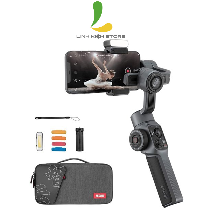 Gimbal Zhiyun Smooth 5/ Smooth 5 Combo - Tay cầm chống rung cho điện thoại 3 trục ổn định, động cơ từ tính hoạt động mạnh mẽ - Hàng Nhập Khẩu