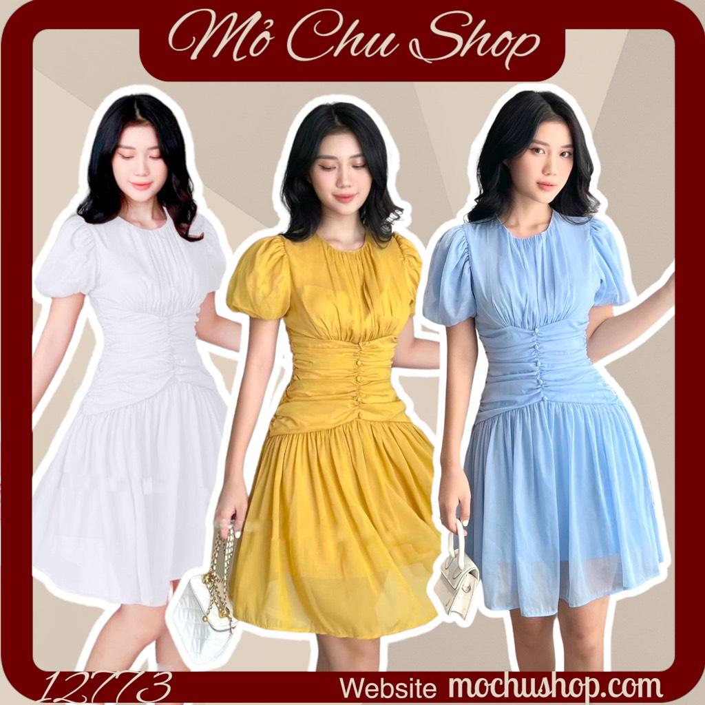 ĐẦM XÒE TƠ NHÍU EO TAY BÍ 12773