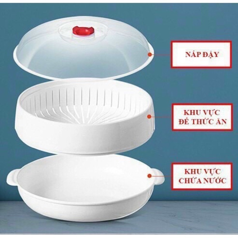 Bộ Khay Hấp Lò Vi Sóng 3 Lớp Việt Nhật - Bộ Khay Hấp Chất Liệu Nhựa PP Nguyên Sinh Không Chứa BPA , Chịu Được Nhiệt Độ Cao An Toàn Cho Người Dùng - Hàng Việt Nam