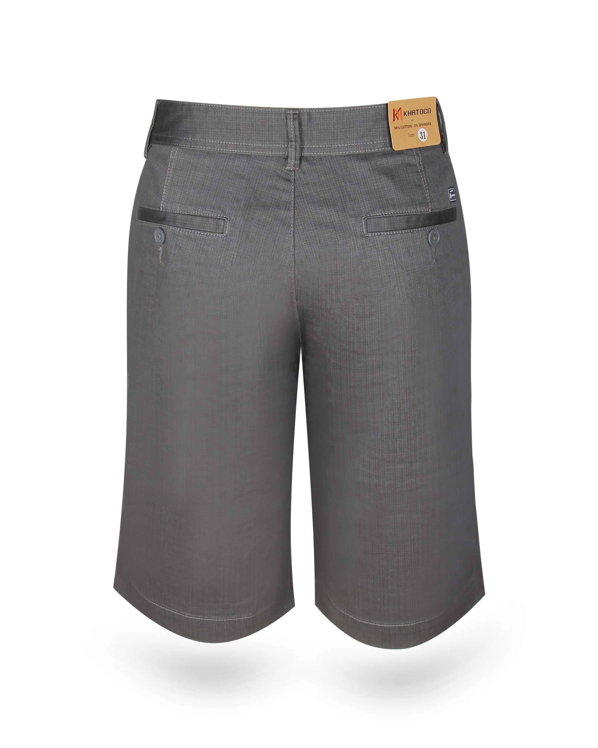 Quần short khaki nam ống đứng màu xám họa tiết Khatoco Q3M378R0- CNMK002-2103-021