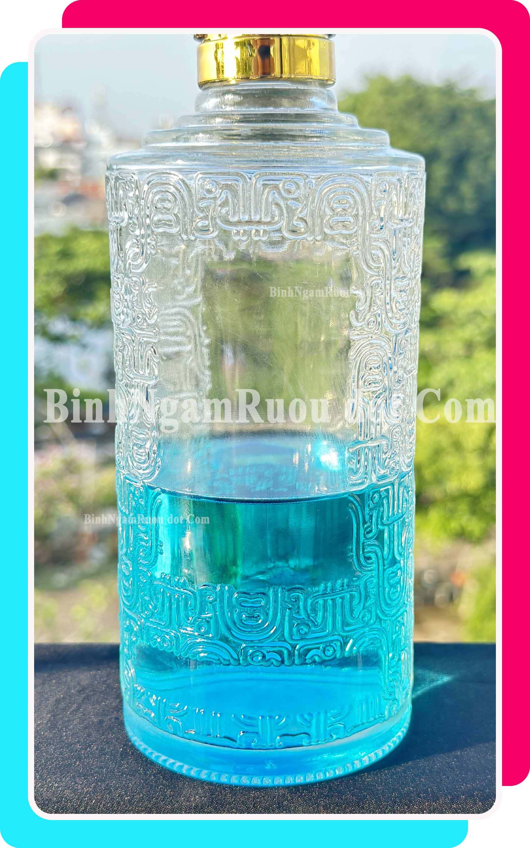 C36 Chai Đựng Rượu Hoa Văn Thủy Tinh Cao Cấp 750ml - Đẹp Cao Cấp - Nắp Kín Thủy Tinh Trong - Tặng Biếu Sang Trọng