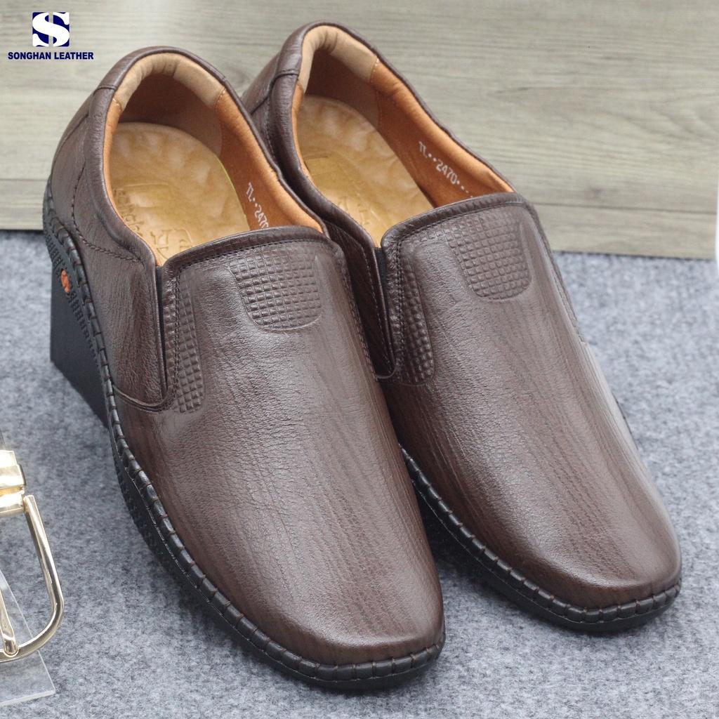 Giày Lười Bệt Nam Da Bò Vân Voi Cao Cấp Songhan Leather SM02. Giày Da Khâu Tay Thủ Công.Bảo Hành 12 Tháng