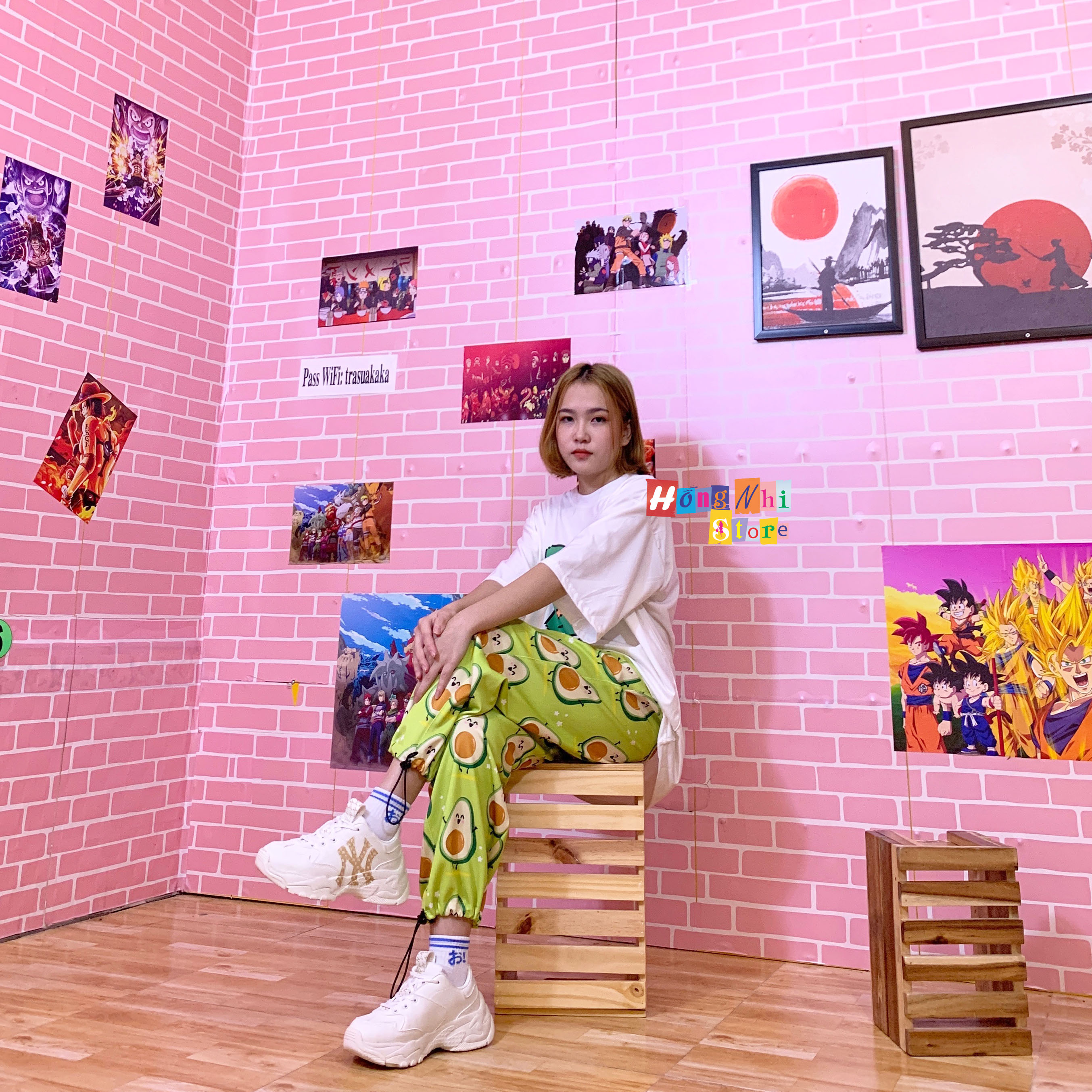 Quần Hoạt Hình Dài Dây Rút Lai Trái Bơ Cartoon Pant Oversize Ulzzang Unisex - MM