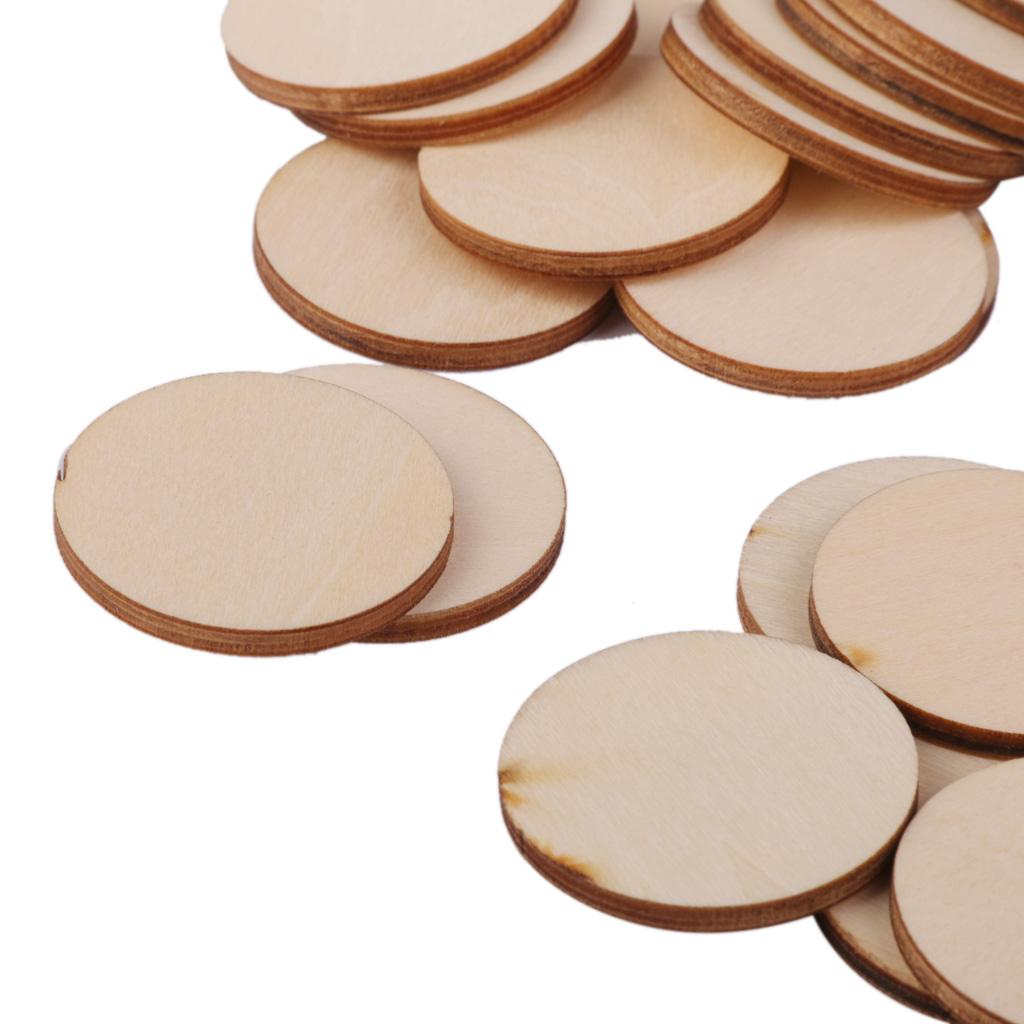 100 Natural Wooden Circle Round Embellishments DIY Crafts Scrapbooking 30mm