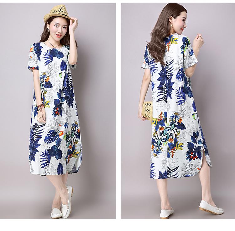 Đầm suông nữ thiết kế xẻ tà form rộng in hoa đẹp Ah149